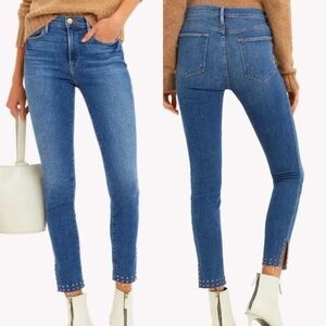 FRAME Le High Skinny Slit Studded Jeans Hazelwood 23